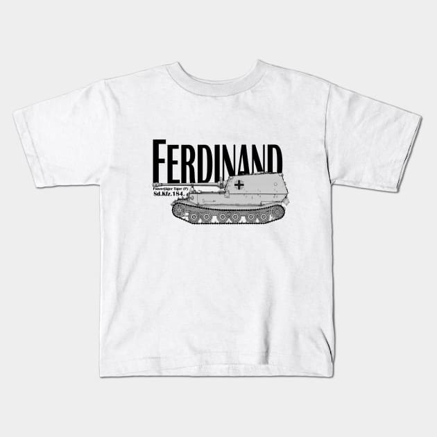 Ferdinand Tank Destoyer Kids T-Shirt by General-Rascal